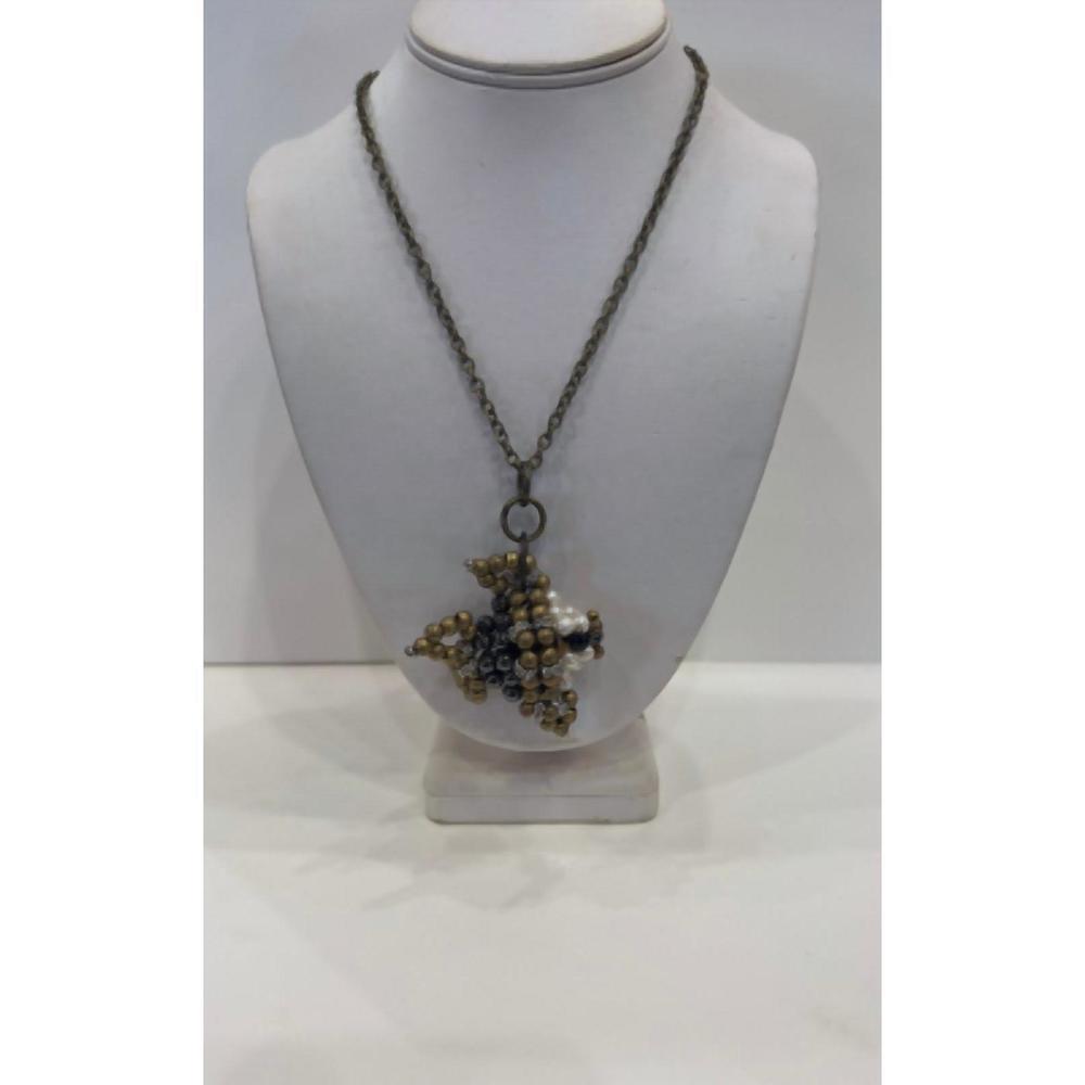 NEW PAM HIRAN women's hematite necklace in white pearl